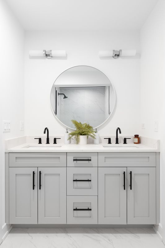 Modern vanity with dual sinks